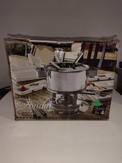 Fondue Set Porcelain and Stainless Steel - 3 in 1