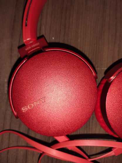 Sony MDR-XB550AP On-Ear Stereo Headphones Red Extra Bass Bass Booster Swivels