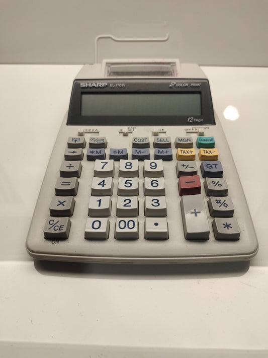 Sharp EL-1701V Electronic Printing Calculator 12-Digit 2-Color Printer