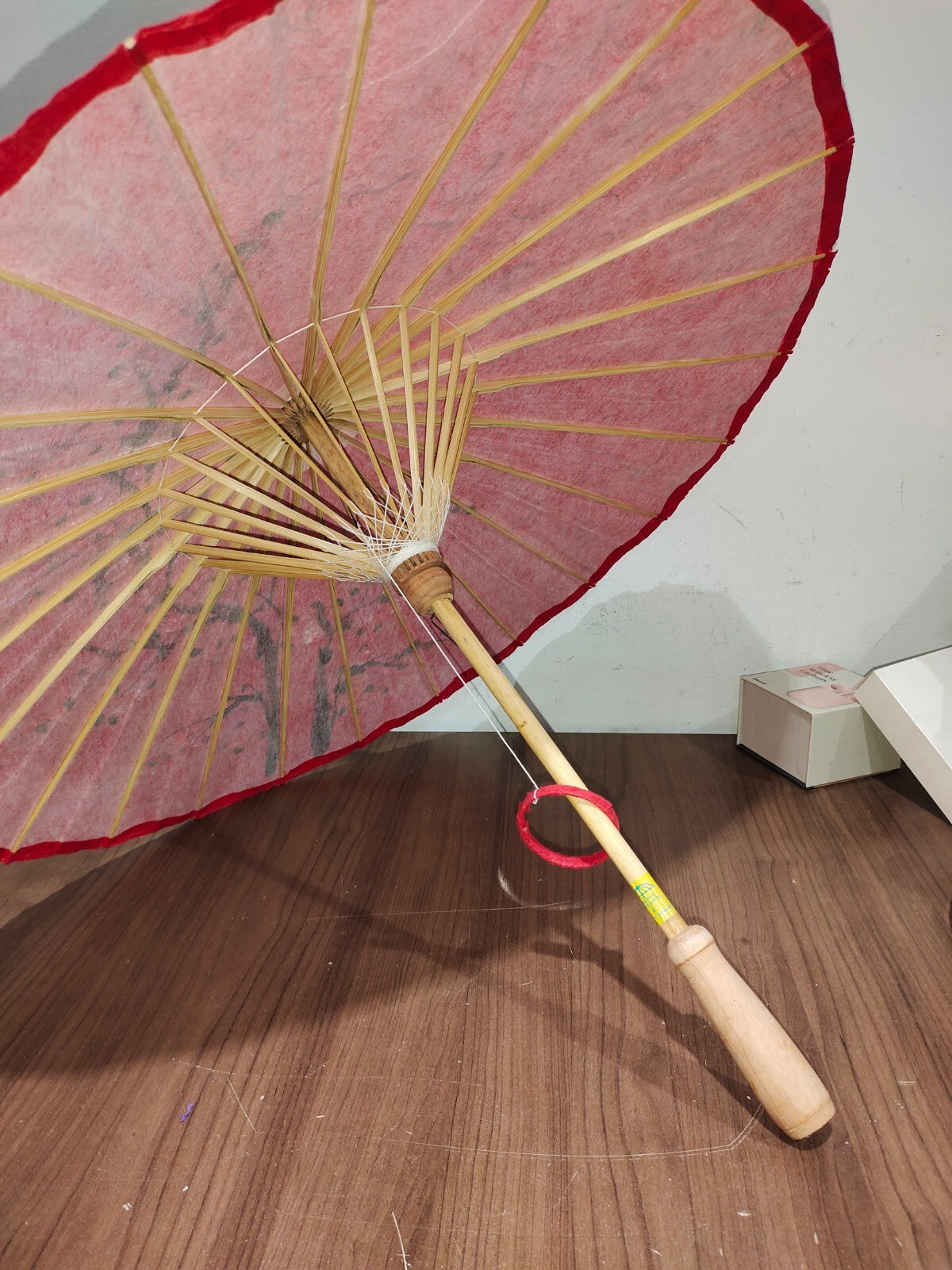 Vintage Japanese Hand Painted - Kyo In Thailand - Umbrella Rice Paper Bamboo