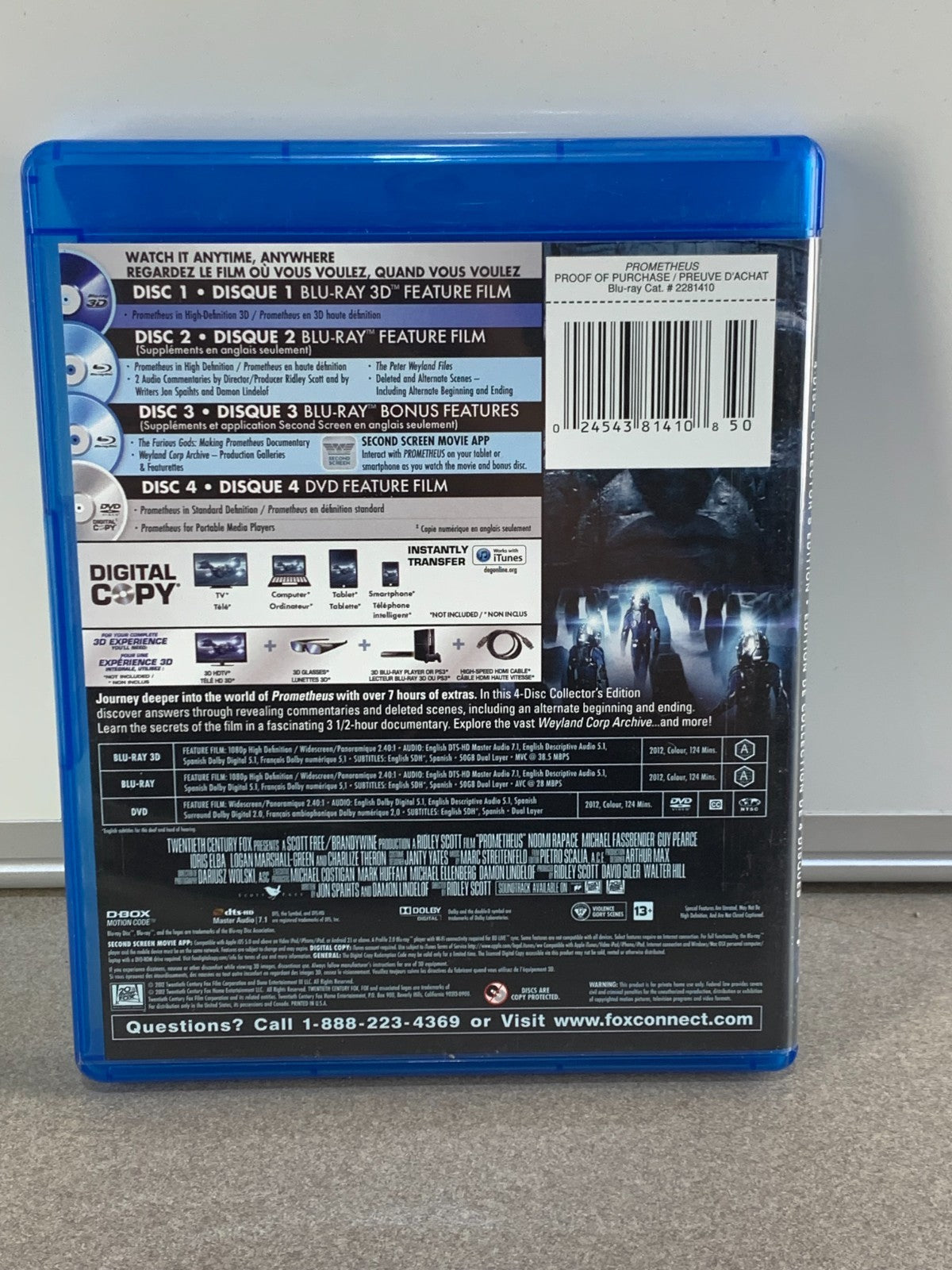 Prometheus Blu-ray 3D/DVD 4-Disc Set, Collectors Edition 3D