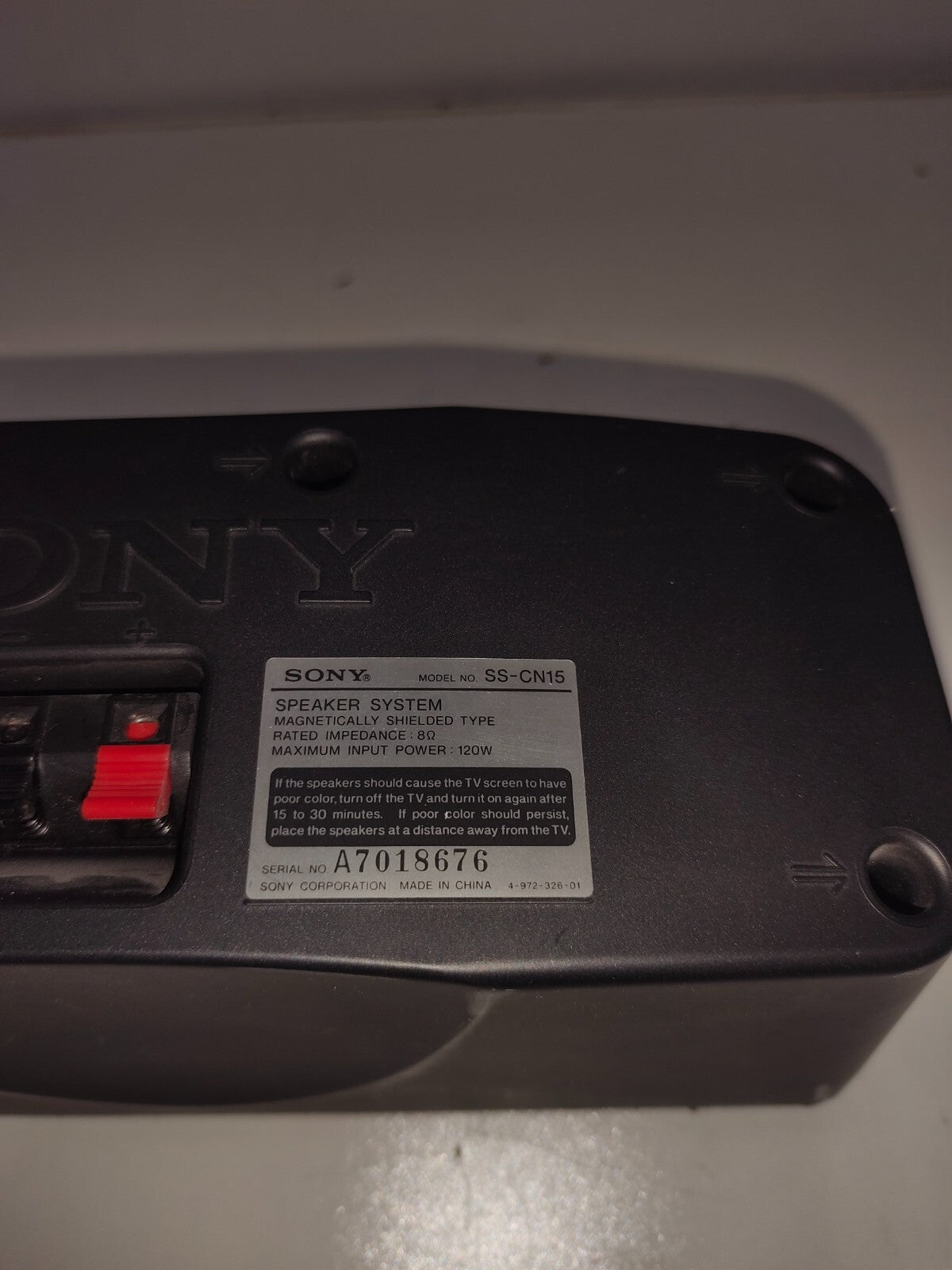 SONY SS-CN15 Center Channel Black Surround Sound Speaker - Center Speaker Only