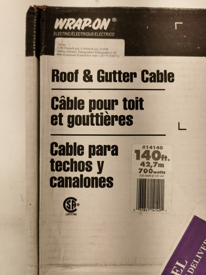 Wrap-On roof & gutter cable 140ft, 42,7m, 700 watts