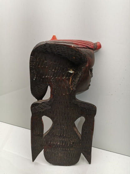 Carved Wooden African Man and woman Profile Wall Art decor collectible face art