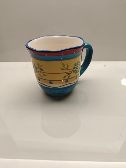Set Of 8 Blue Floral Colorful China Mugs  Cups By Petit Jardin