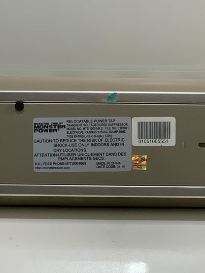 Monster Power Home Theater Power Center HTS 1000 MKII Surge Protector TESTED