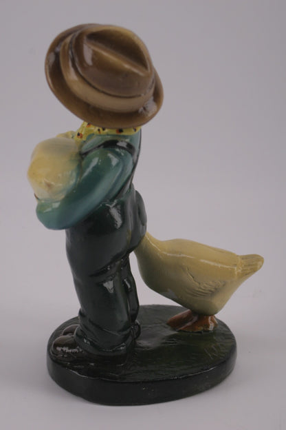 Vintage Devon Ware Figure Chalkware Handpainted Child and Geese Made in Canada