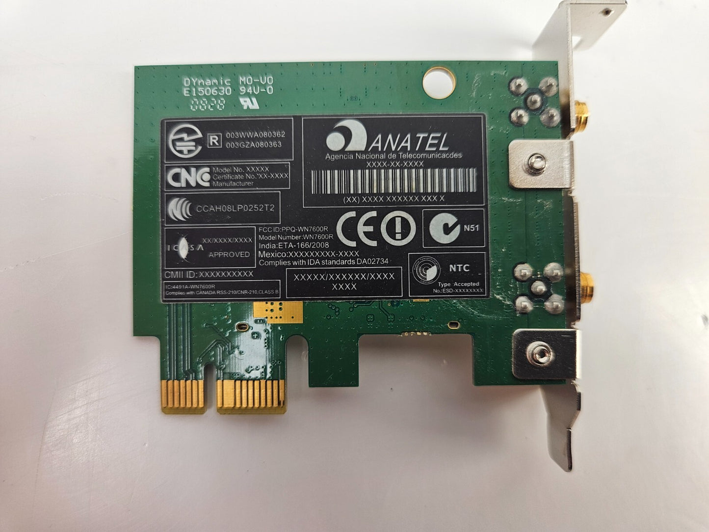 Anatel WN7600R WLAN PCIe x1 Card WiFi Wireless
