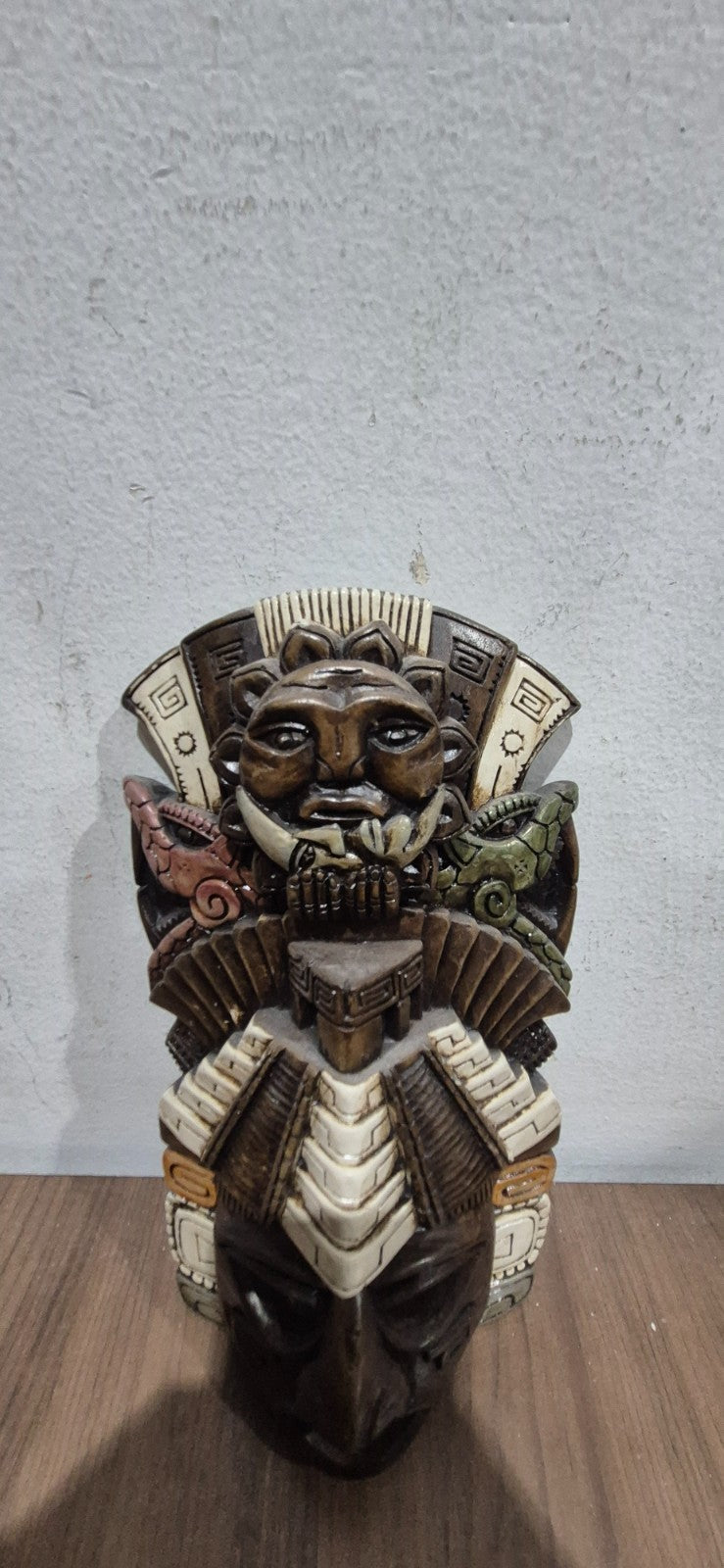 60’s Vintage Ceramic Hand Carved Aztec Face - Wall Hanging Plaque