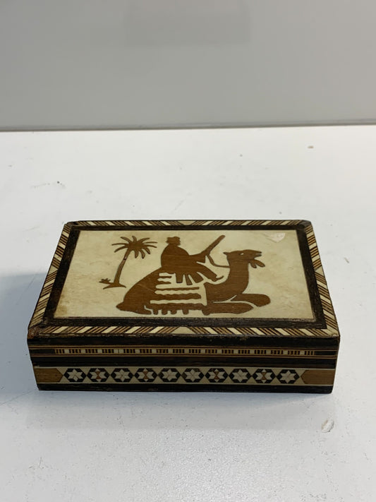 Vintage Boho Chic Moroccan Wood Marquetry Box