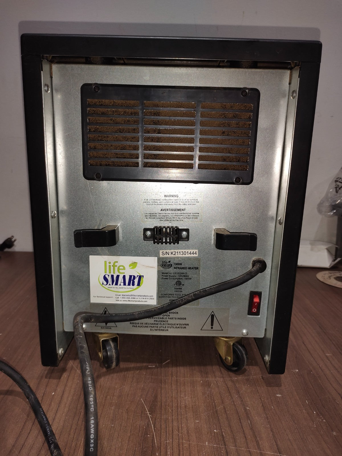 Intertek 1500W Electric Indoor Infrared Quartz Space Heater - Model - LS1002HH13