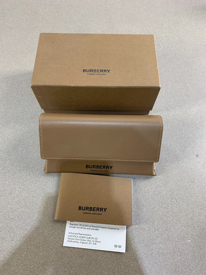 Burberry Camel Brown Triangle Soft Leather Eyeglasses Sunglass Case w/ Cloth&Box