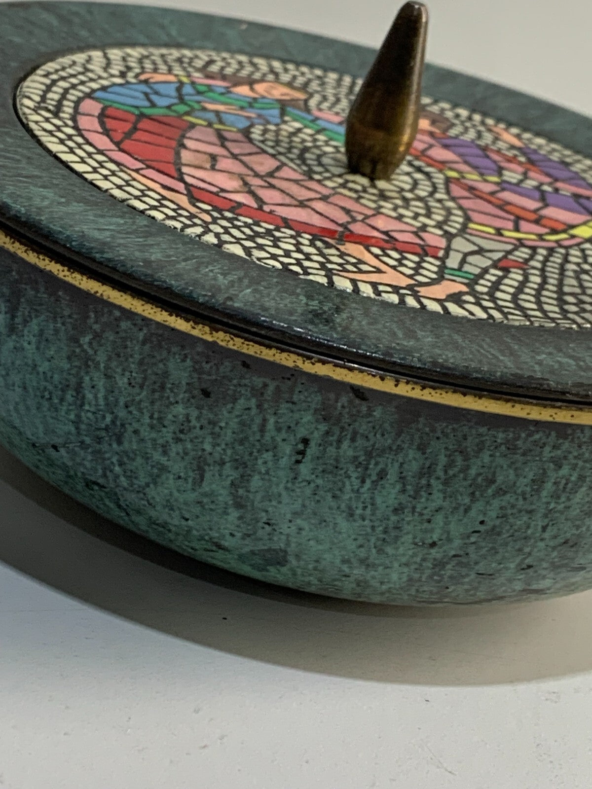 Vintage Dayagi Covered Enameled Brass Bowl