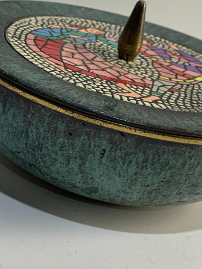 Vintage Dayagi Covered Enameled Brass Bowl