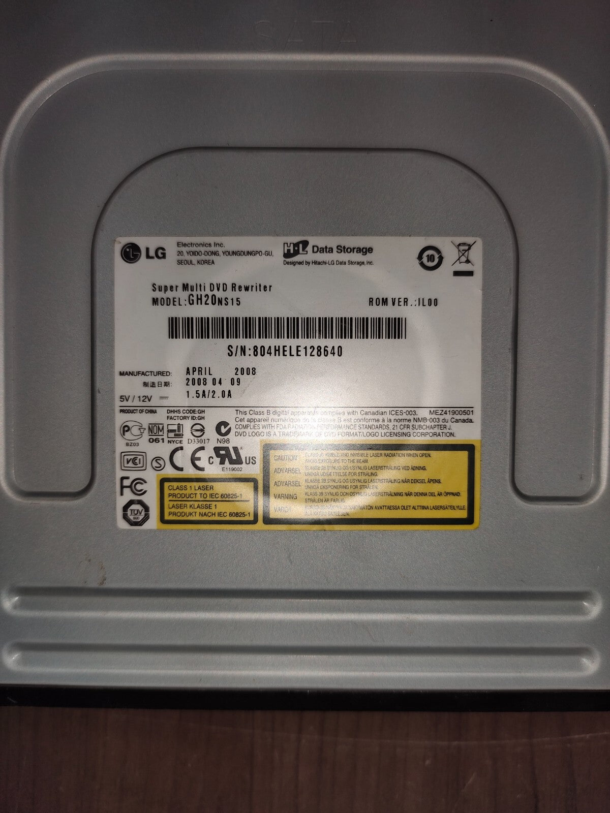 LG GH20NS15 Black SATA DVD-RW Disk Drive