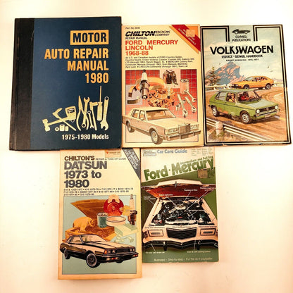 Lot of 5 Car Manuals Vintage 1970s-1980s Chilton, Popular Mechanics, Etc.