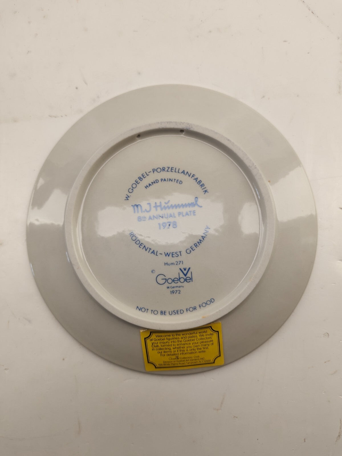 Vintage Hummel 1978 Annual Plate handcrafted Goebel