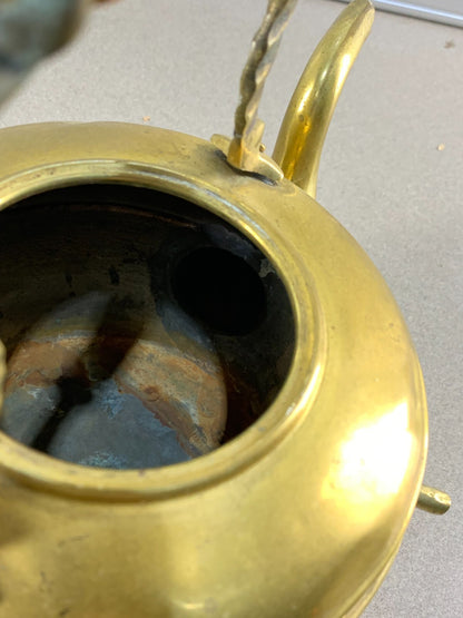 Antique Moroccan Moorish Solid Brass Tea Kettle