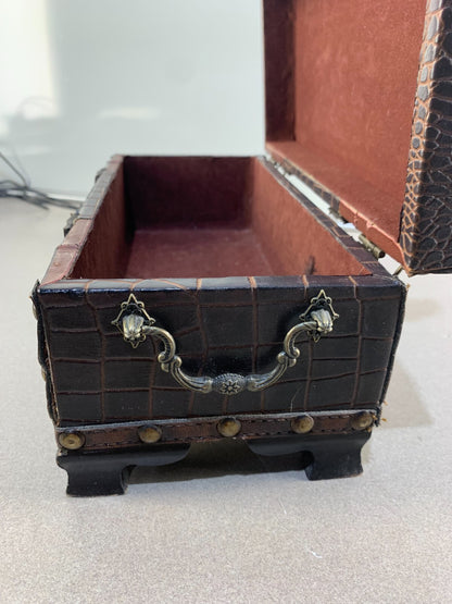 Beautiful Chest With A Metal Latch With Leather Straps