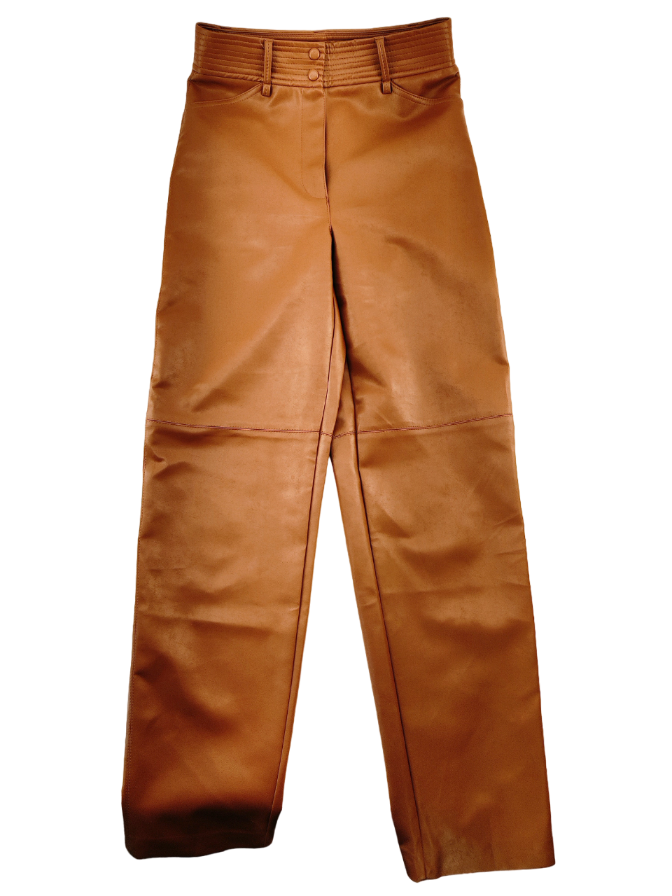 Aritzia Wilfred High Rise Vegan Leather Pants Size 4 In Cognac Brown