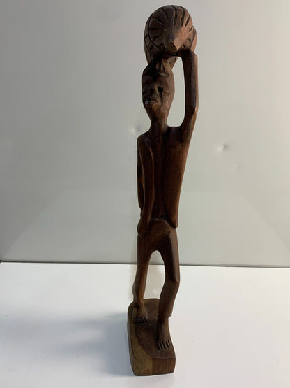 Folk Art Hand Carved Wood Sculpture Man African