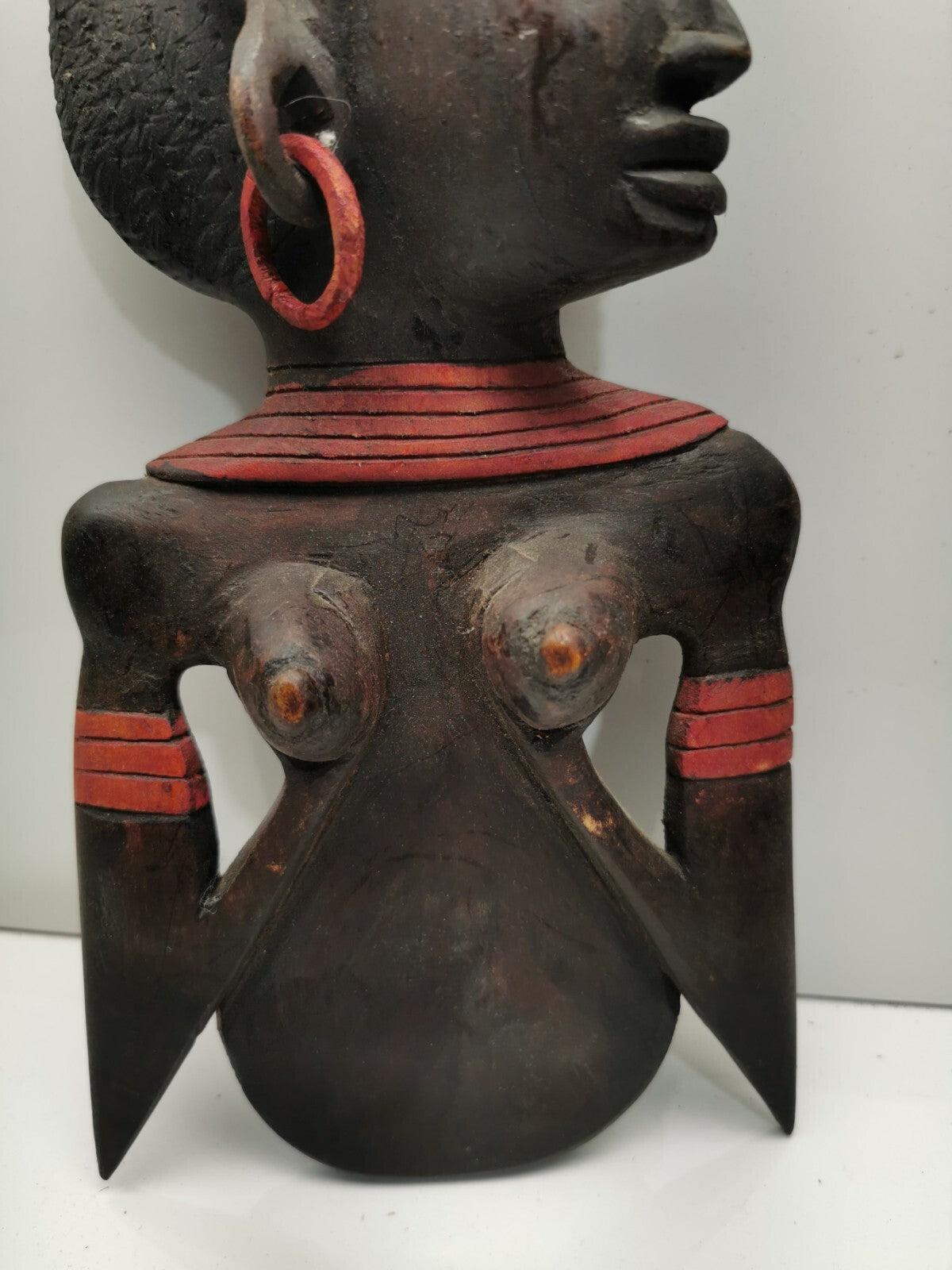 Carved Wooden African Man and woman Profile Wall Art decor collectible face art