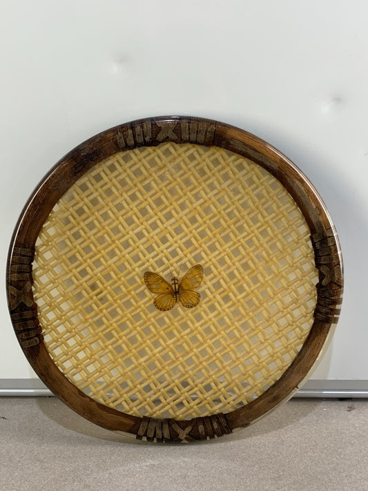 Vintage Rattan Butterfly Pressed Serving Tray