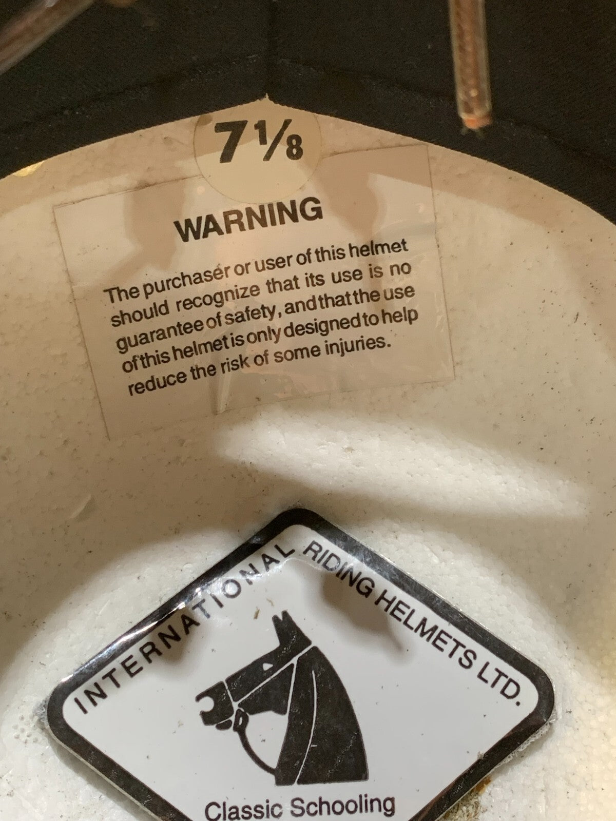 White protector Helmet 7 1/8 INTERNATIONAL RIDING HELMETS LTD