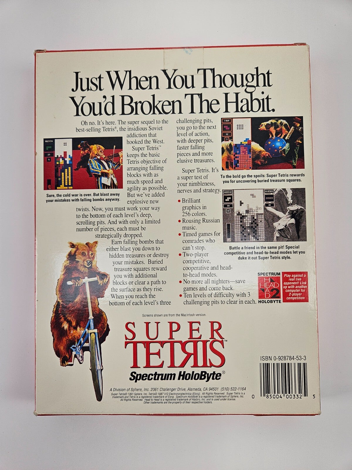 Vintage Super Tetris PC Game Big Box 1991 Spectrum Holobyte