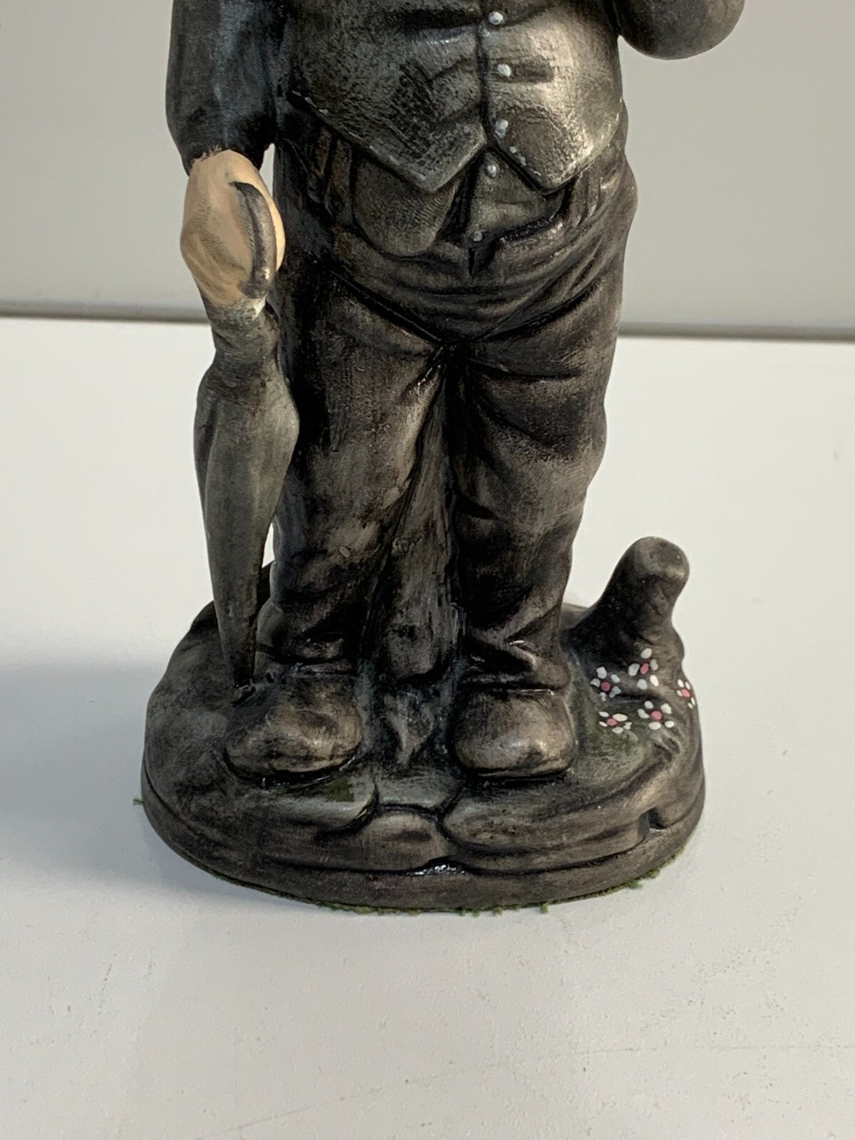 Vintage Figurine Old Man Pipe & Umbrella Stump Porcelain Bisque 8"
