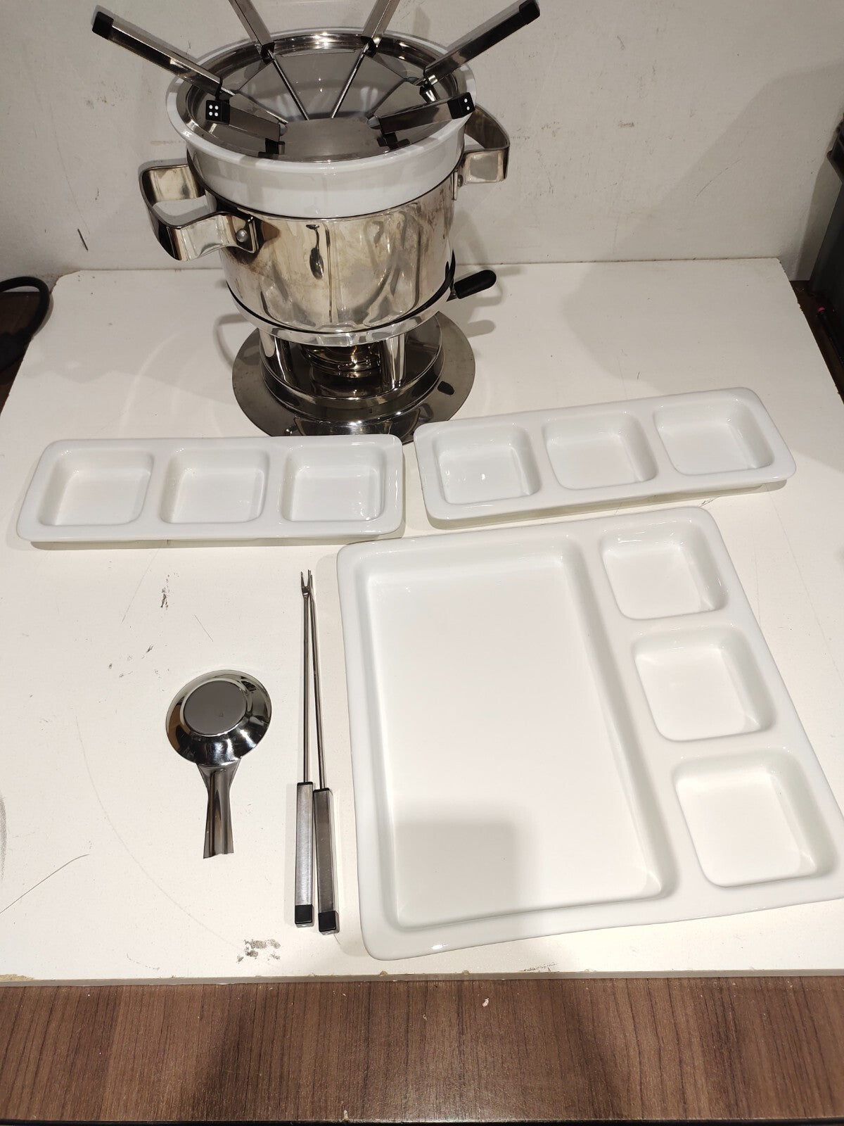 Fondue Set Porcelain and Stainless Steel - 3 in 1