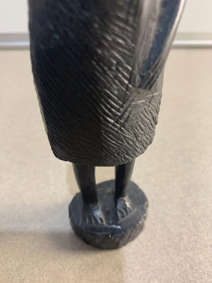 Vintage 1960s Genuine Hand Carved Ebony Wood Woman Carrying Water