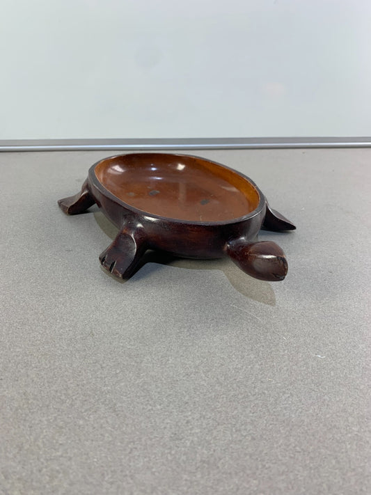 Carved Teak Wood Turtle Tortoise Dish Catch All Vintage