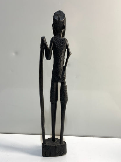 VINTAGE WOOD SCULPTURE - MOTIVE MAN WITH CANE - AFRICA/KENYA.