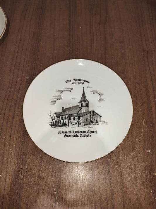 Vintage Nazareth Lutheran Church 1911 Decorative Plate 22k Gold