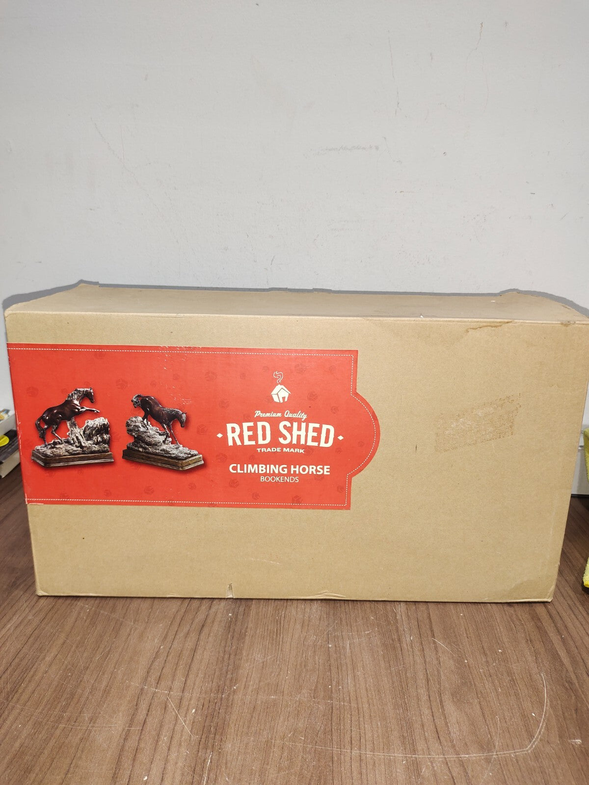 Red Shed Climbing Horses Bookends - Wooden