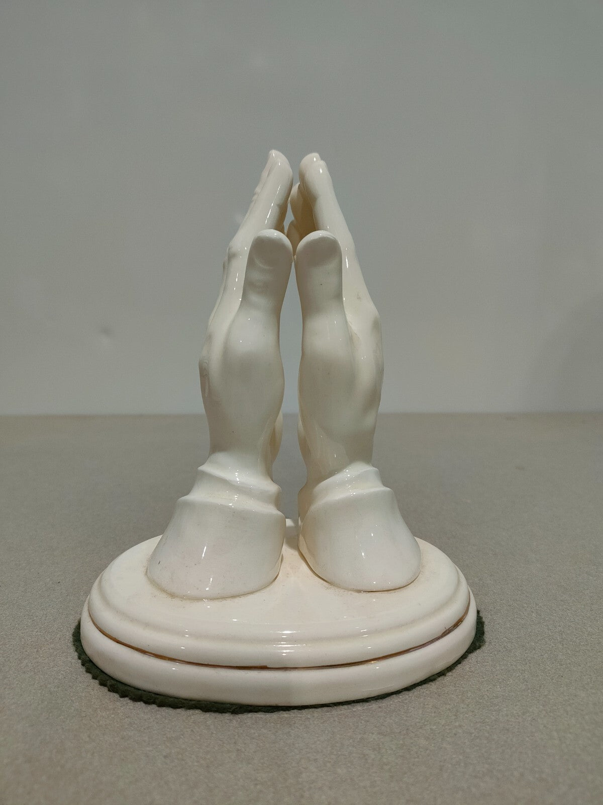 Vintage Christian Praying Hands Figurine Statue Holland Mold Ceramic Glaze White