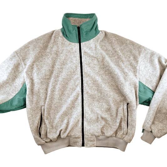 Vintage CCJ Bomber Style Grey and Teal Fleece Men's XL
