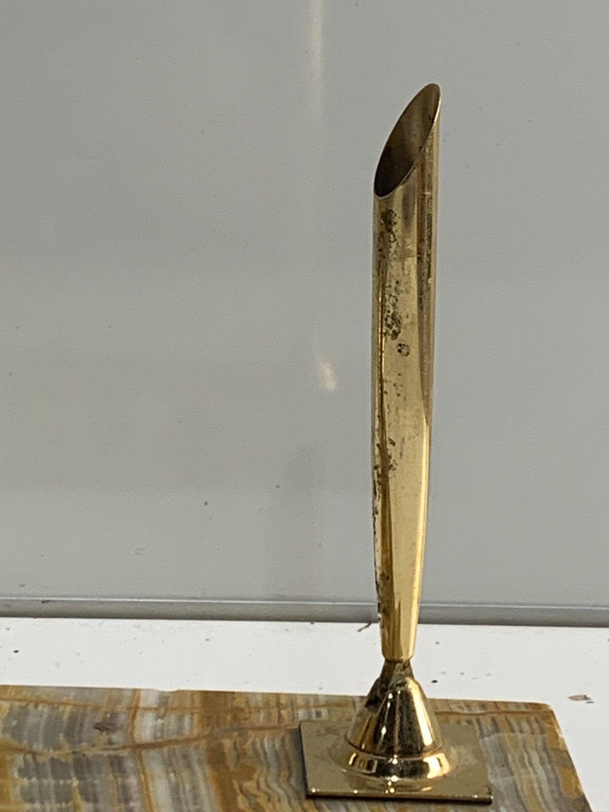 Vintage Caravelle Desk Set Brass Windup Clock With Pen Holder