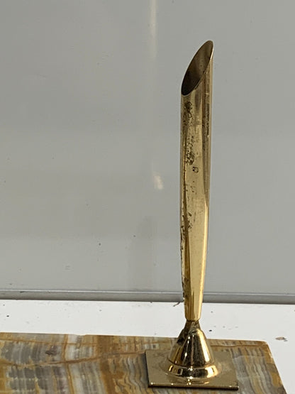 Vintage Caravelle Desk Set Brass Windup Clock With Pen Holder