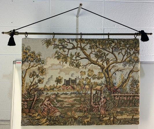 Vintage French Tapestry Wall Hanging - Verdure Landscape Scene