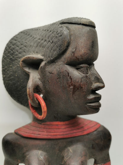 Carved Wooden African Man and woman Profile Wall Art decor collectible face art