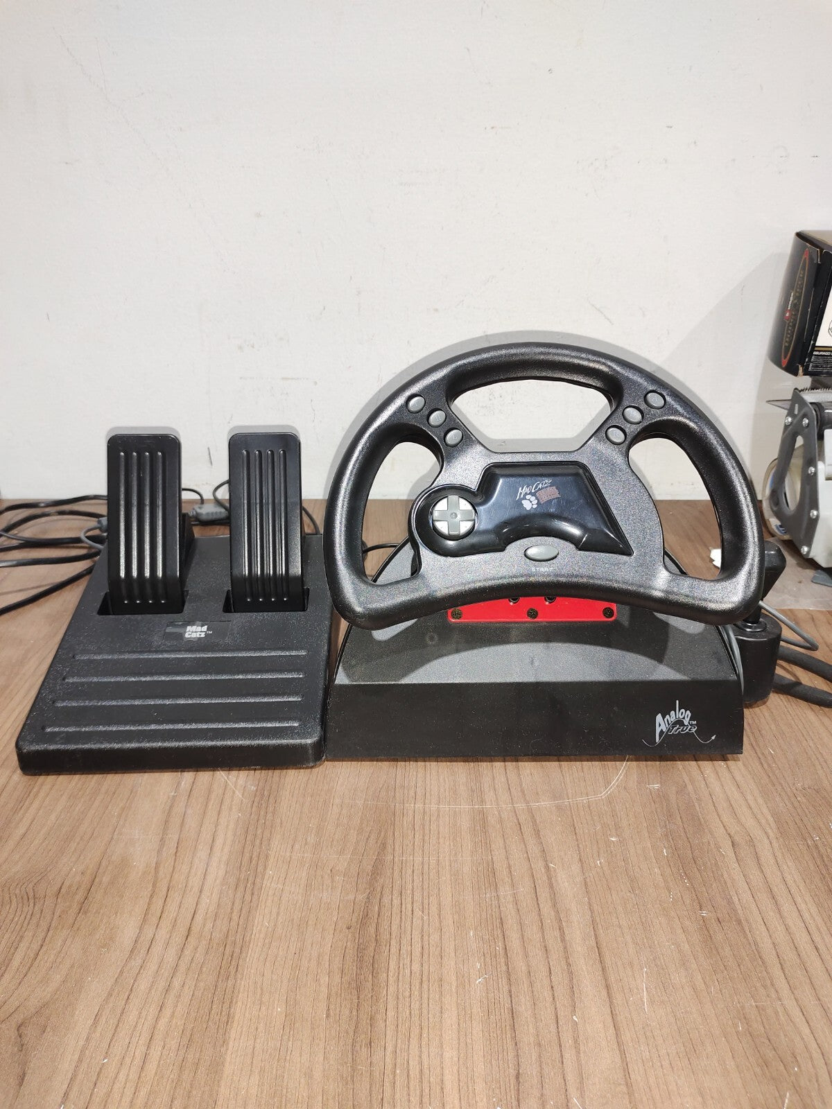 Vintage Mad Catz Racing Analog Steering Wheel with Foot Pedals