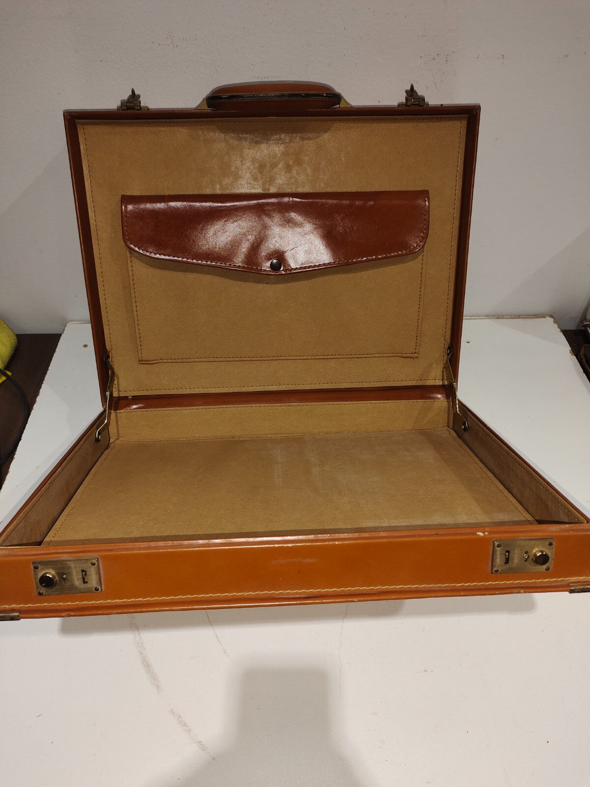 Vintage Tan Brown Suitcase