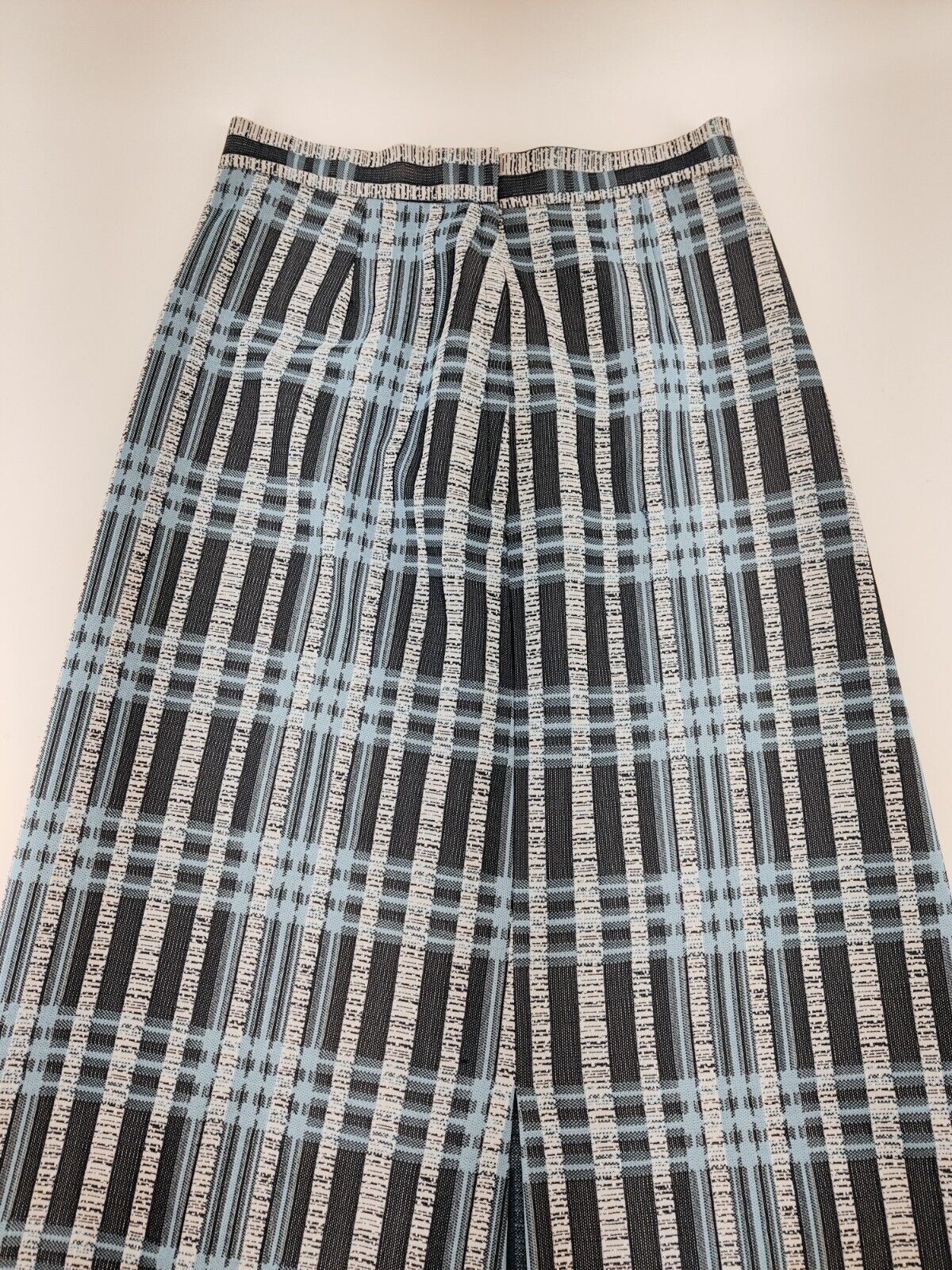 Unique Vintage Blue Patterned Maxi Skirt