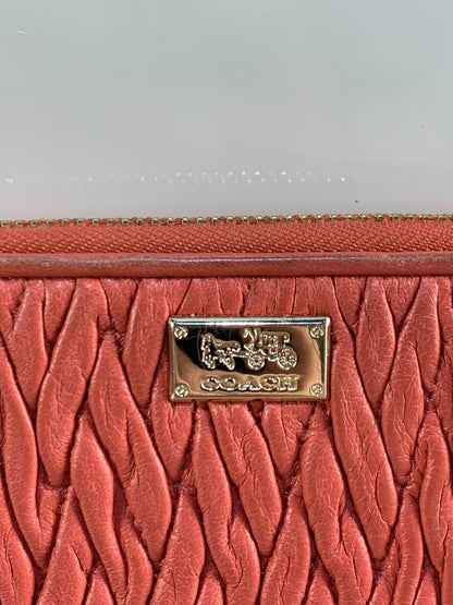 COACH MADISON ACCORDION ZIP GATHERED TWIST LEATHER WALLET 49609 LI/Brick Red