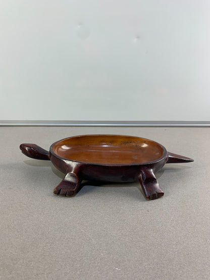 Carved Teak Wood Turtle Tortoise Dish Catch All Vintage