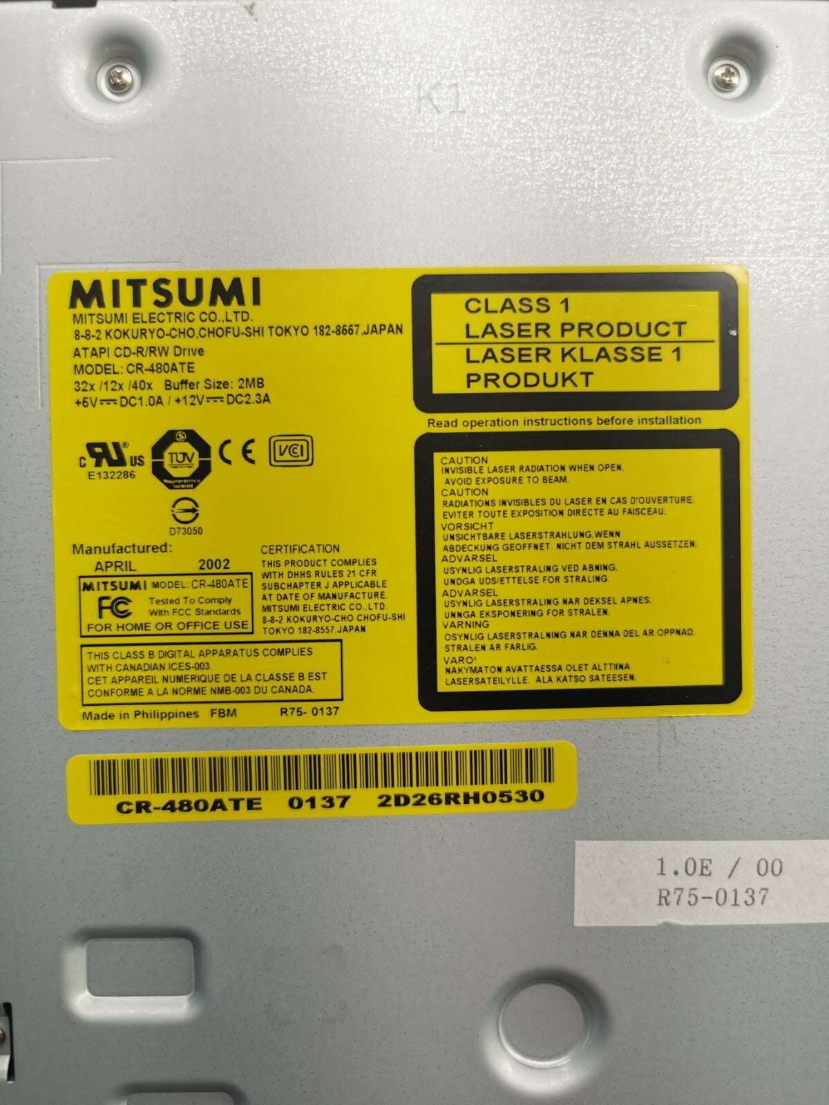 VINTAGE MITSUMI MODEL CR-4804TE CD-RW DRIVE