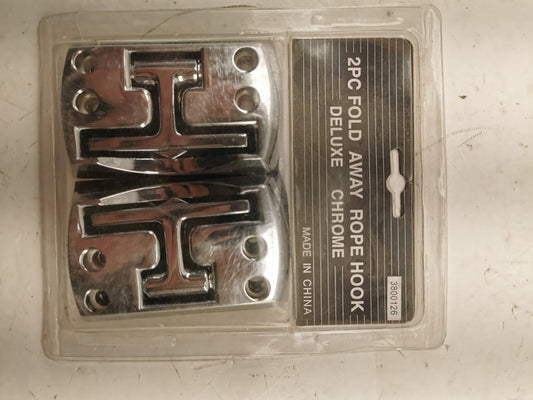 2PC Fold Away Rope Hook Deluxe Chrome