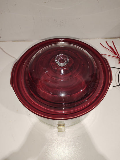 Vintage Rival Crock-Pot Embossed Slow Cooker Red Floral Print